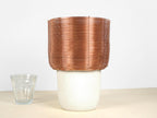 Handwoven Copper Wire Table Lamp - Modern Basket Weave Design | Bedside Light
