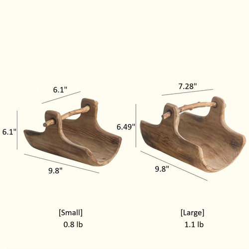 Rustic Wooden Basket Tray - Handcrafted Storage & Serving Tray for Home Décor
