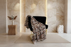 Luxury Brown Wild Rabbit Faux Fur Throw Blanket - Premium Reversible