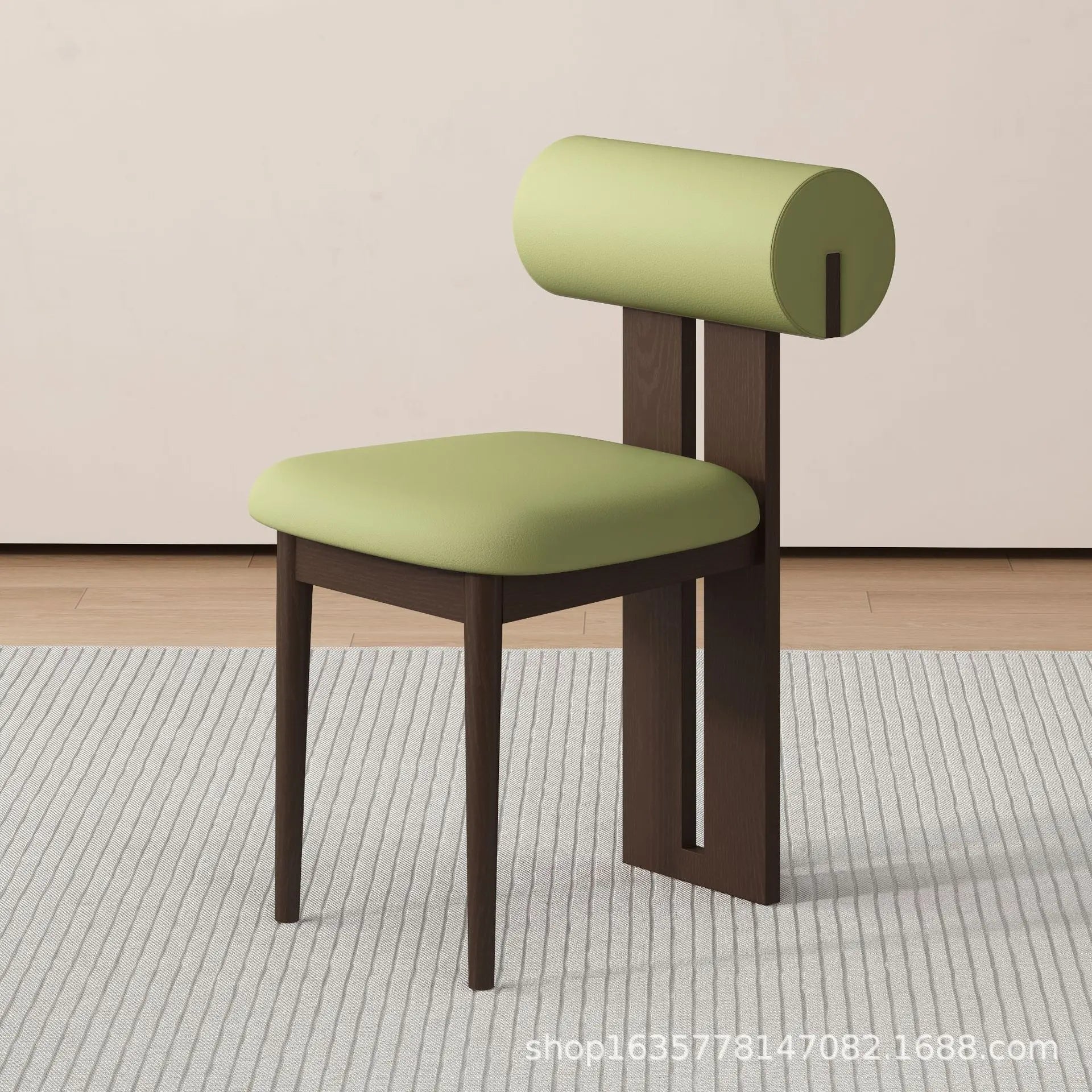 Solid Wood Dining Chair - Modern Upholstered Backrest Chair