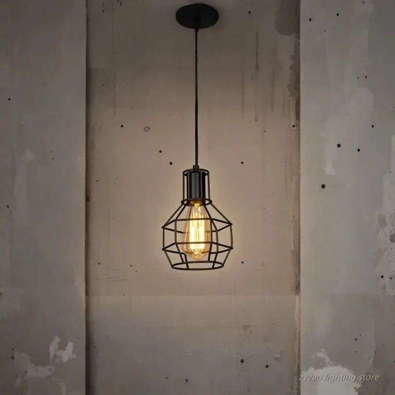 Industrial Black Metal Pendant Light | Vintage Loft Dining Room Lighting