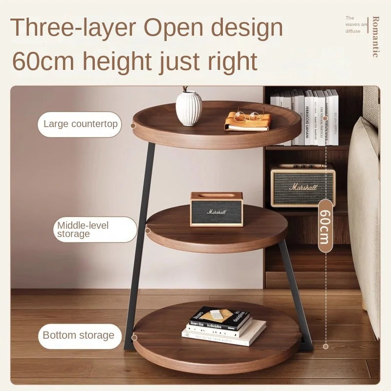 3-Tier Round Side Table - Modern Tray Table for Bedroom, Living Room & Bedside