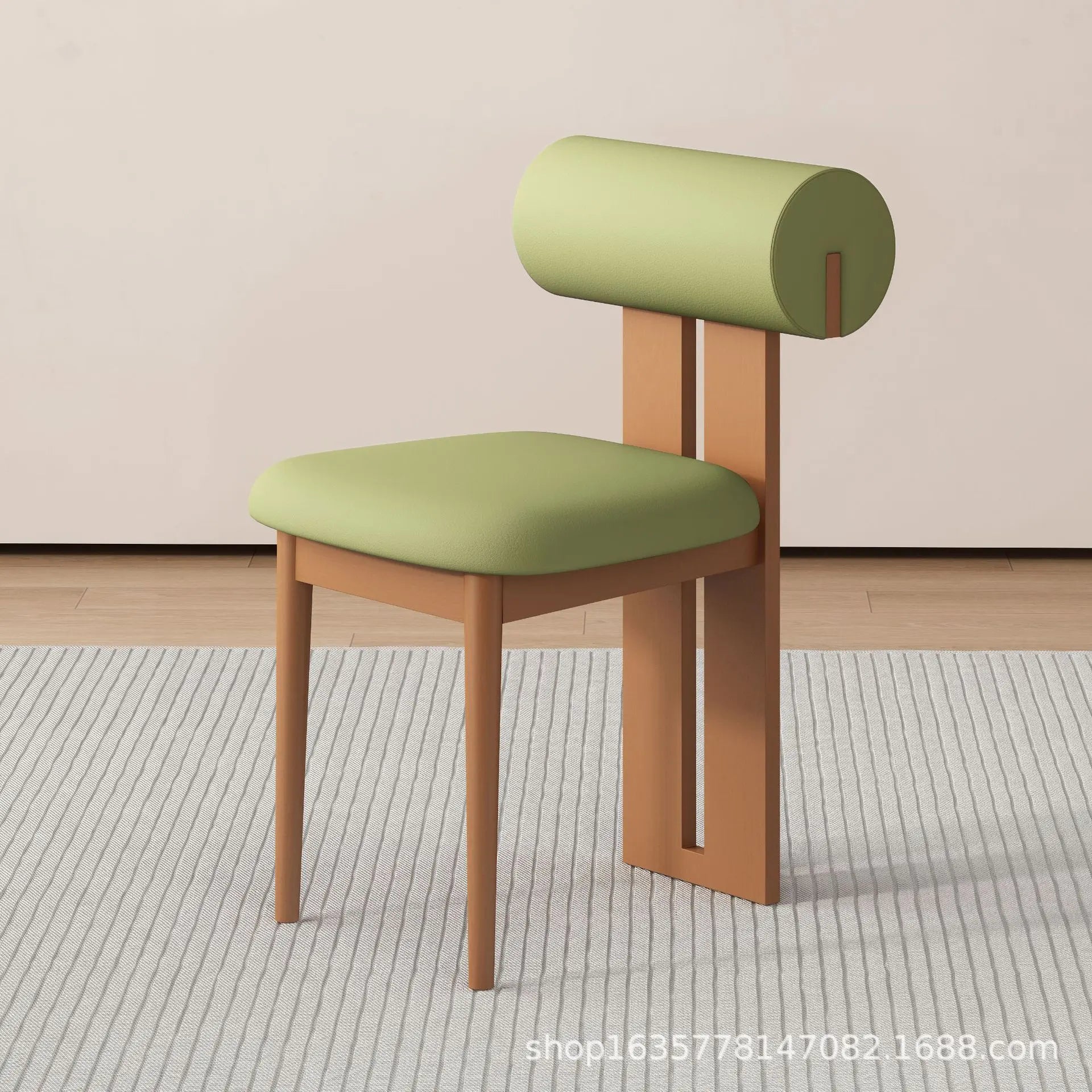 Solid Wood Dining Chair - Modern Upholstered Backrest Chair