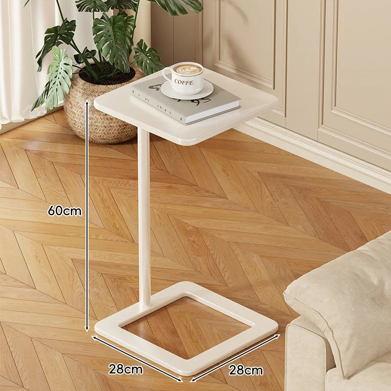 Wooden Side Table with Wheels - Mobile Coffee Table for Living Room & Bedroom