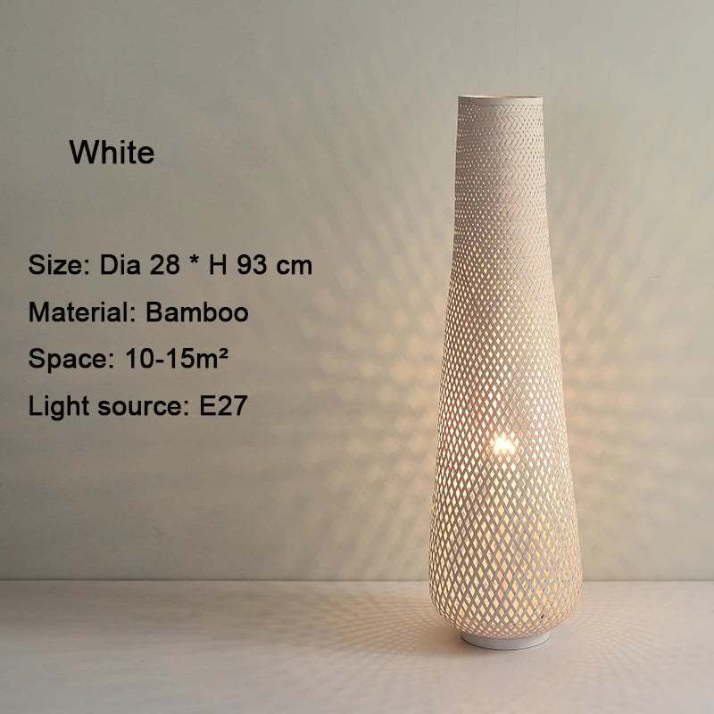 Japanese Rattan Floor Lamp - Wabi-Sabi LED Vertical Lamp for Living Room & Bedroom