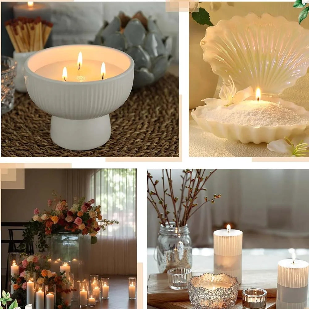 Pearl Candle Sand Wax Kit - 1LB Complete Set with 10 Wicks