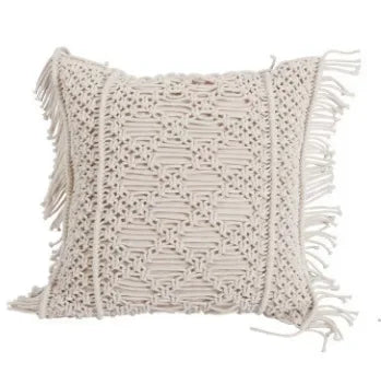 Boho Macrame Pillow Cover - Handwoven Tassels Cushion Cover for Sofa & Bed