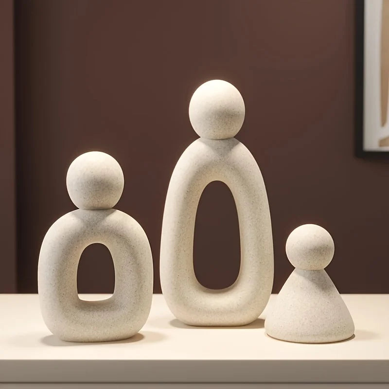 Modern Minimalist Family Sculpture - Abstract Resin Family of Three for Home Decor