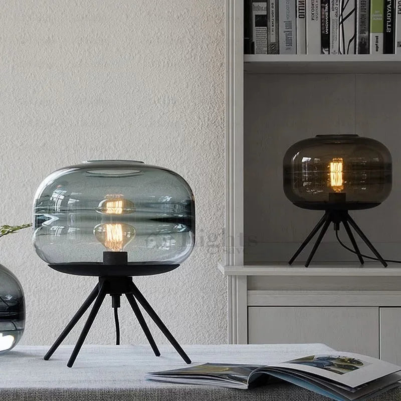 Art Glass Bedside Lamp - Postmodern Designer Table Lamp for Bedroom & Study