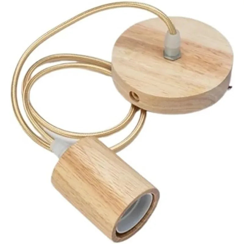 Wooden Pendant Light | Nordic Vintage E27 Hanging Lamp