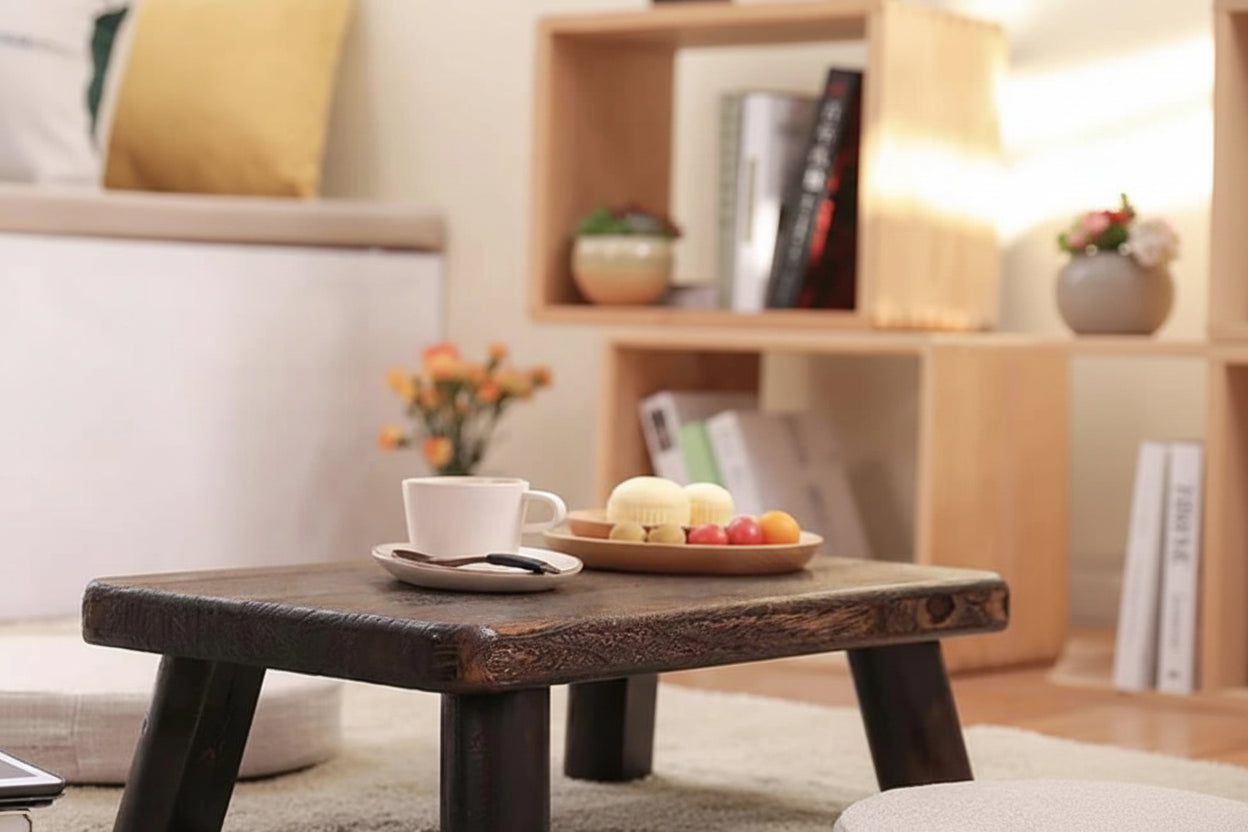 Japanese Tea Table - Traditional Paulownia Wood Low Floor Table for Living Room
