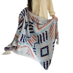 Bohemian Wave Throw Blanket - Ethnic Knit Sofa Blanket with Fringe | 130x170cm