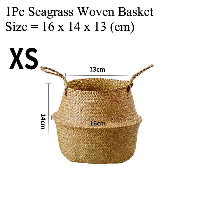 Seagrass Basket - Rattan Hanging Planter & Storage Organizer
