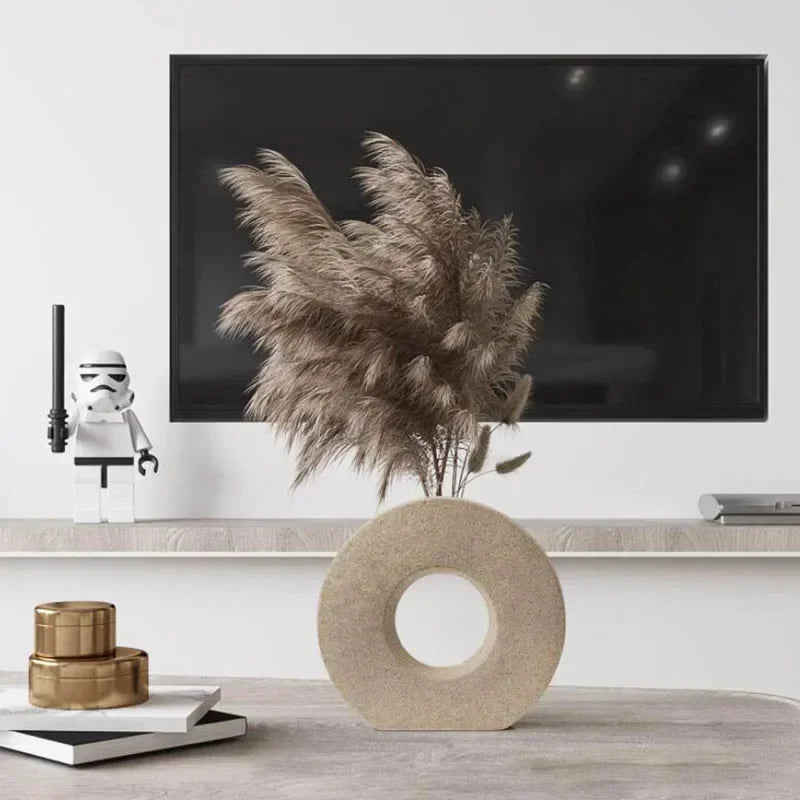 Nordic Donut Vase - Matte Torus Flower Vase for Living Room Centerpiece