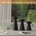 Matte Black Candle Holders Set of 3 - Metal Round Candle Stands