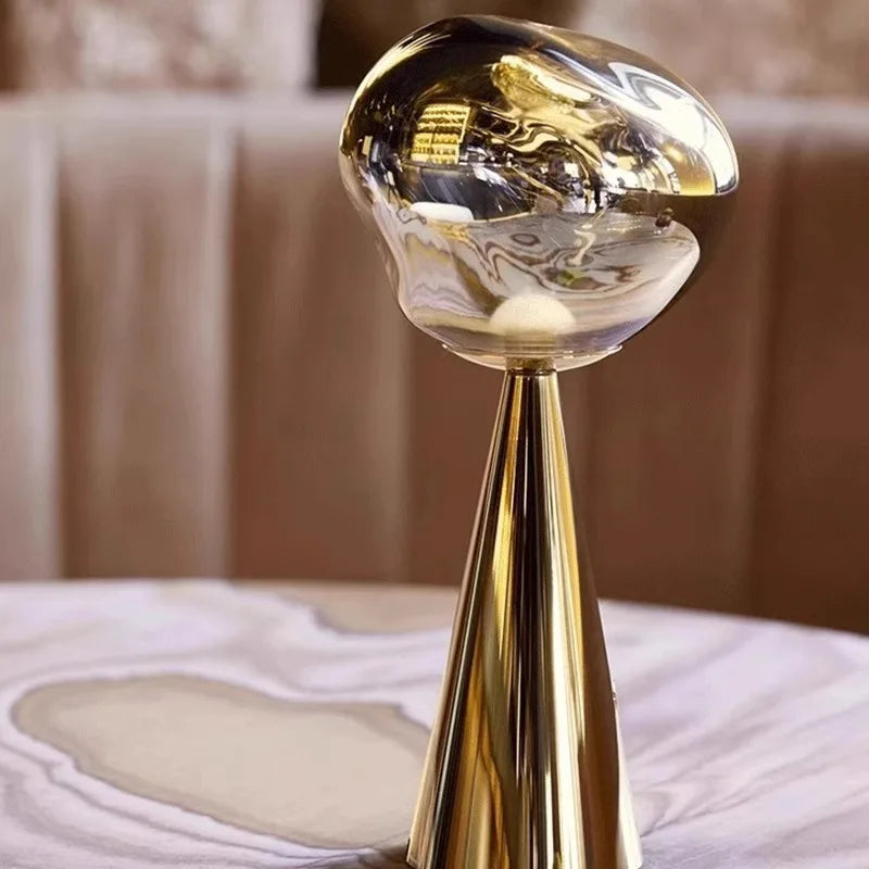 LED Lava Lamp - Rechargeable Touch Dimming Bedside Light with 3 Color Modes