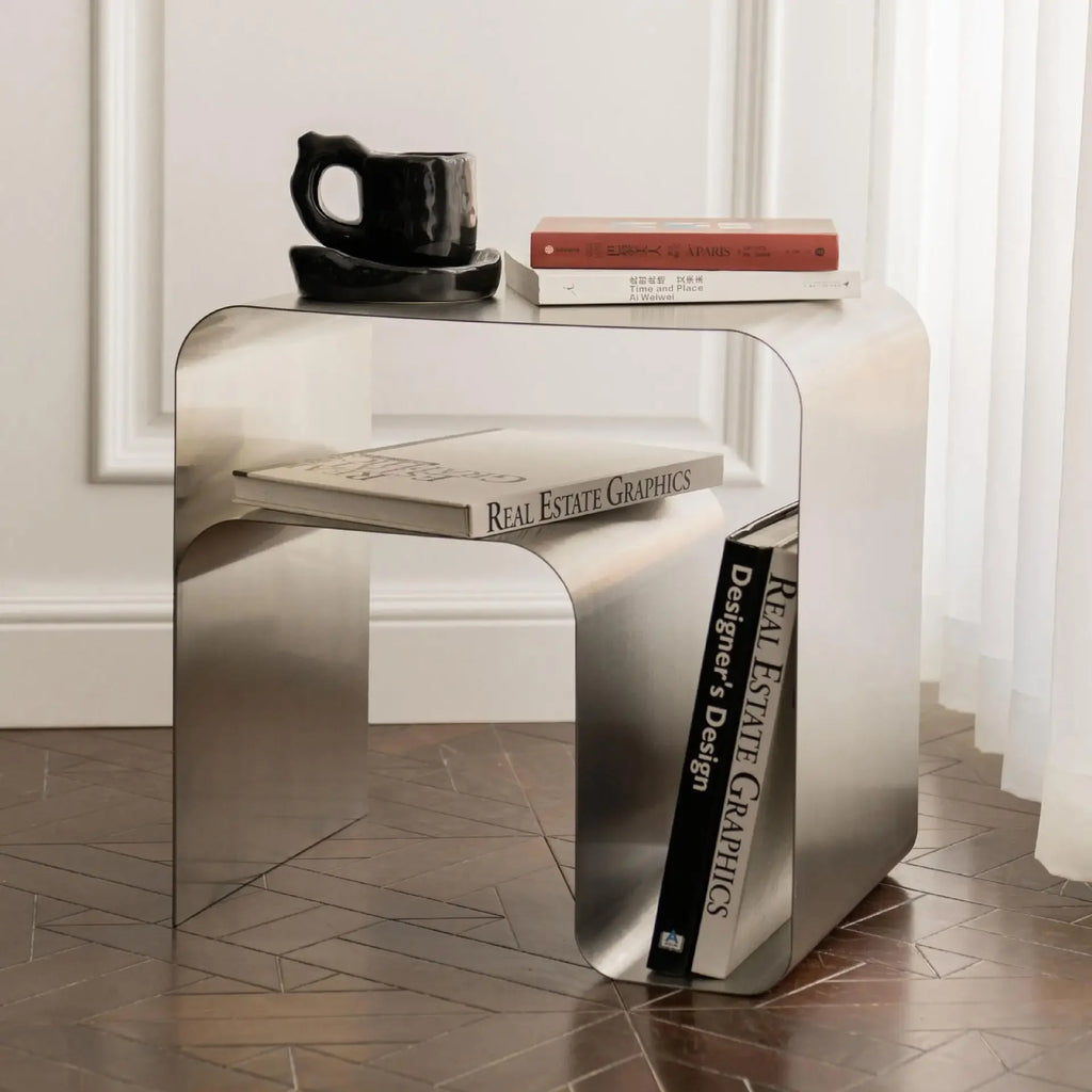Stainless Steel Bedside Table - Modern Storage Cabinet for Bedroom & Living Room