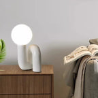 Glass Sphere Table Lamp - Nordic LED Decorative Light with Resin Base