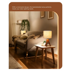 Tripod Table Lamp - Modern Wooden Bedside Lamp with Linen Shade