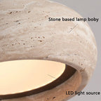Natural Stone Pendant Light | Travertine Dimmable LED Chandelier