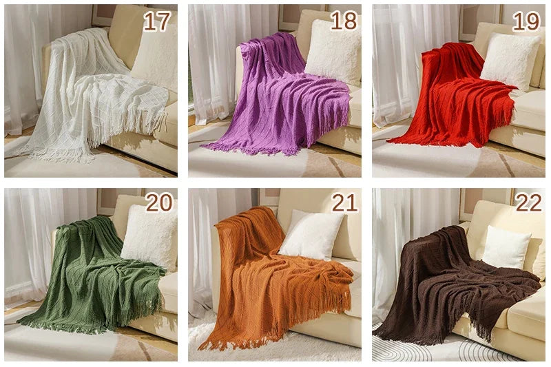 Nordic Knitted Throw Blanket - Soft Shawl for Sofa & Bed