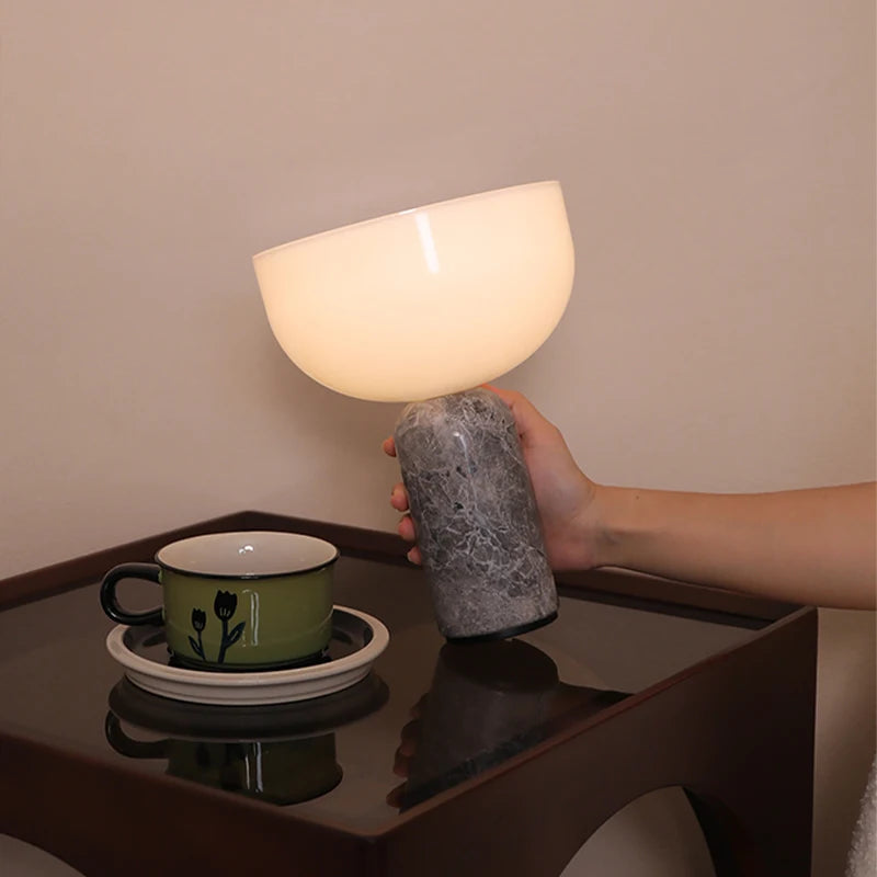 Marble Bedside Table Lamp - Danish Designer Touch Lamp for Bedroom & Office
