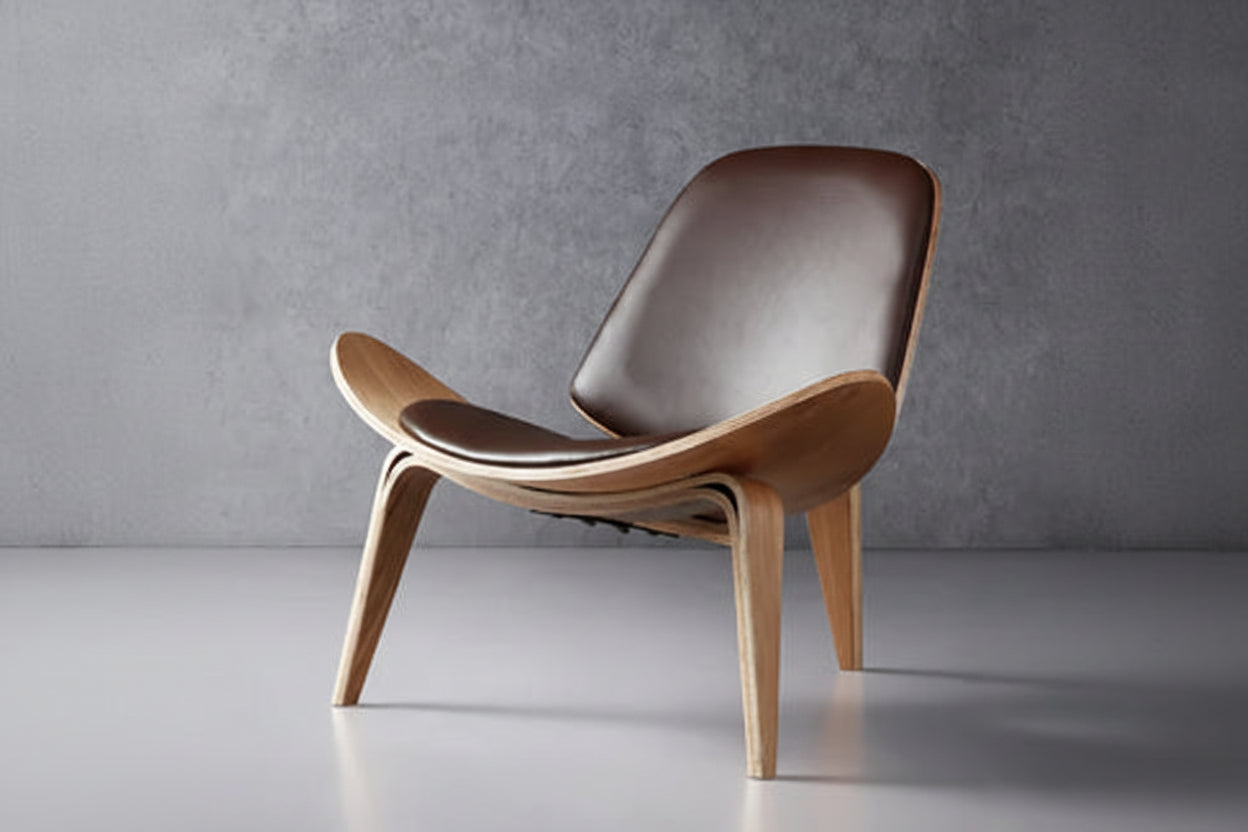 Nordic Smile Chair - Modern Designer Accent Chair with Shell Back for Living Room