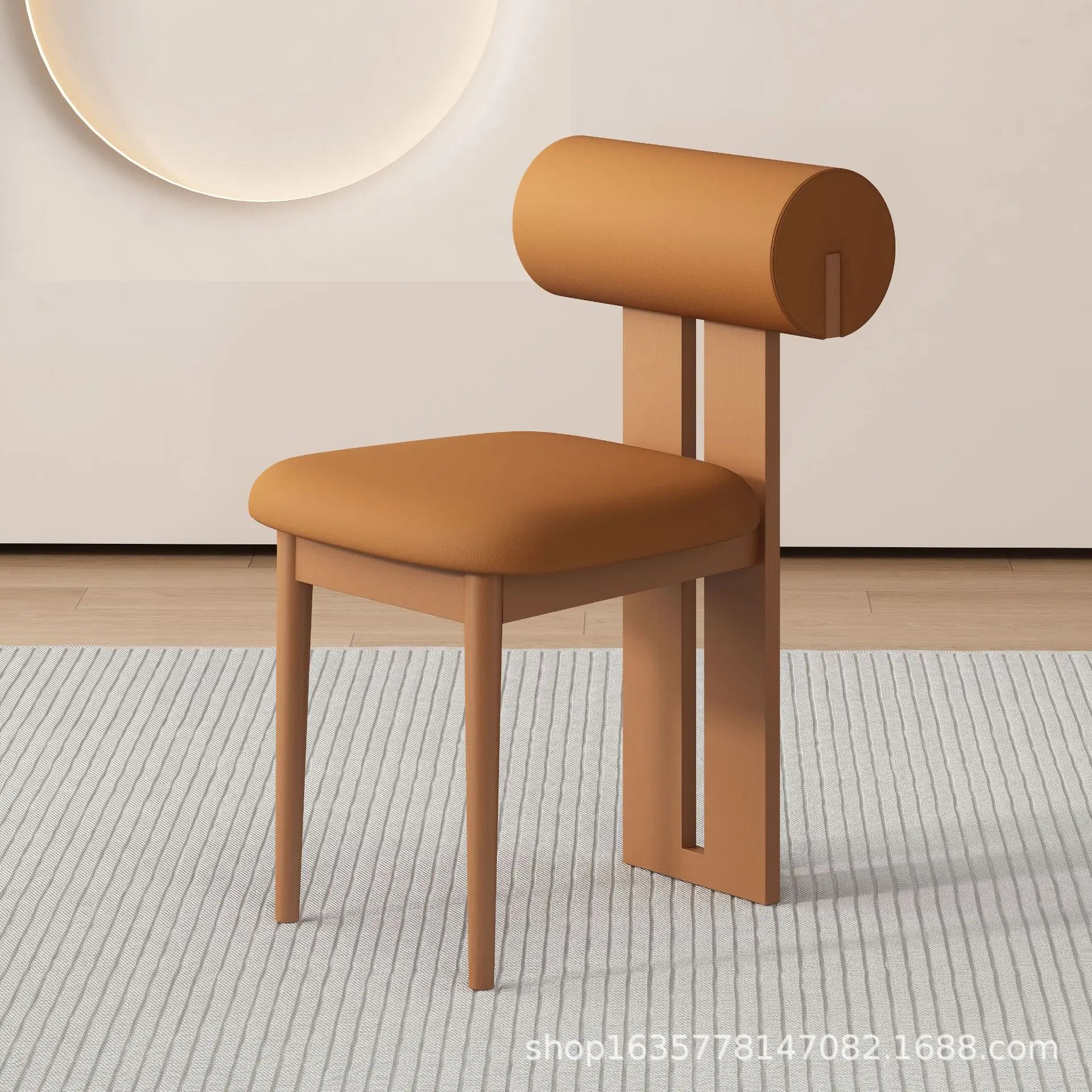 Solid Wood Dining Chair - Modern Upholstered Backrest Chair