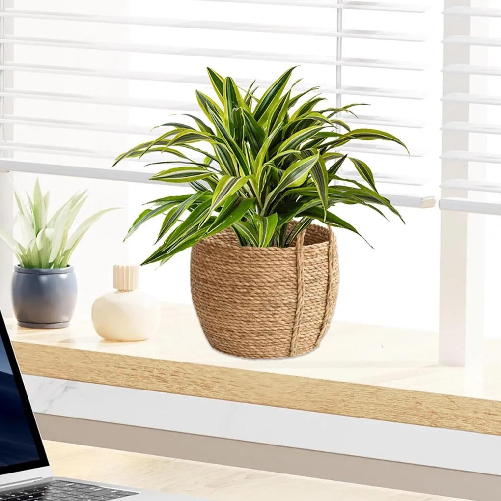 Handmade Rattan Planter Basket - Woven Flowerpot for Indoor Plants & Home Decor