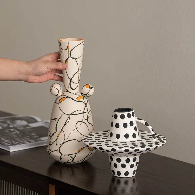Wabi Sabi Ceramic Vase - Japanese Retro Flower Vase for Home Décor & Table
