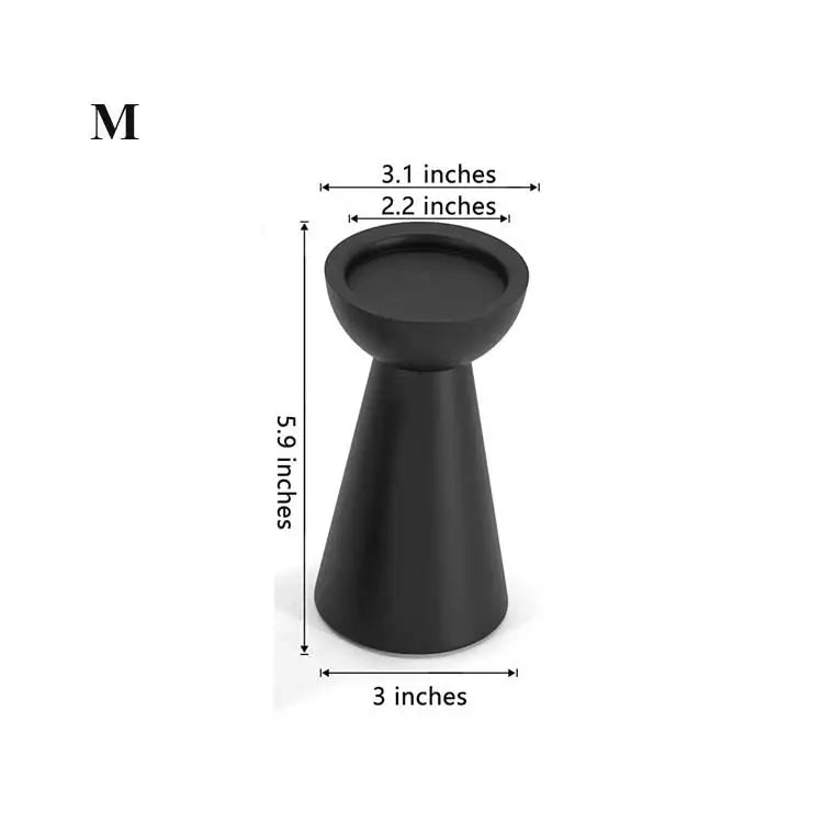 Matte Black Candle Holders Set of 3 - Metal Round Candle Stands
