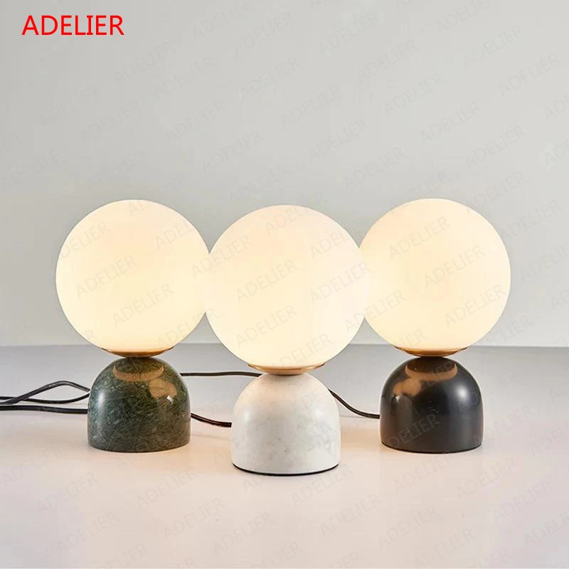 Marble Table Lamp - Modern Glass Ball Desk Lamp - Luxury Home Lighting