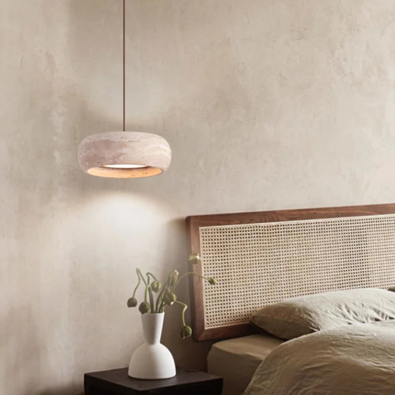 Natural Stone Pendant Light | Travertine Dimmable LED Chandelier