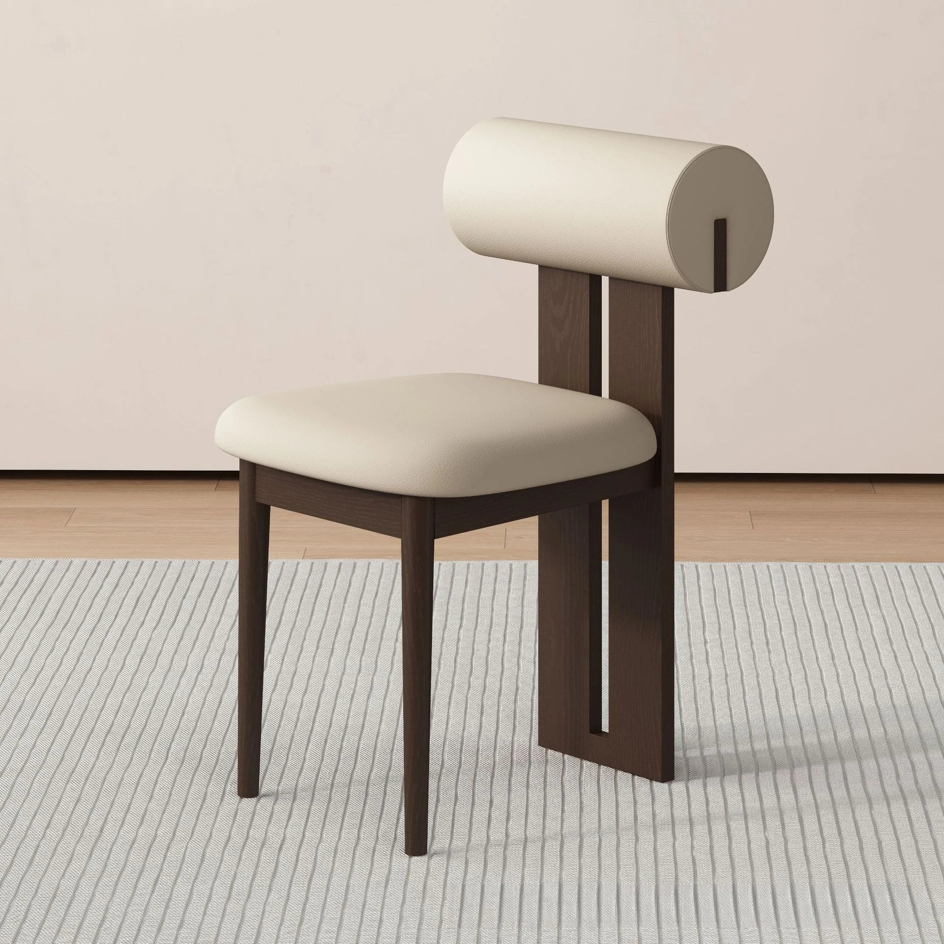 Solid Wood Dining Chair - Modern Upholstered Backrest Chair