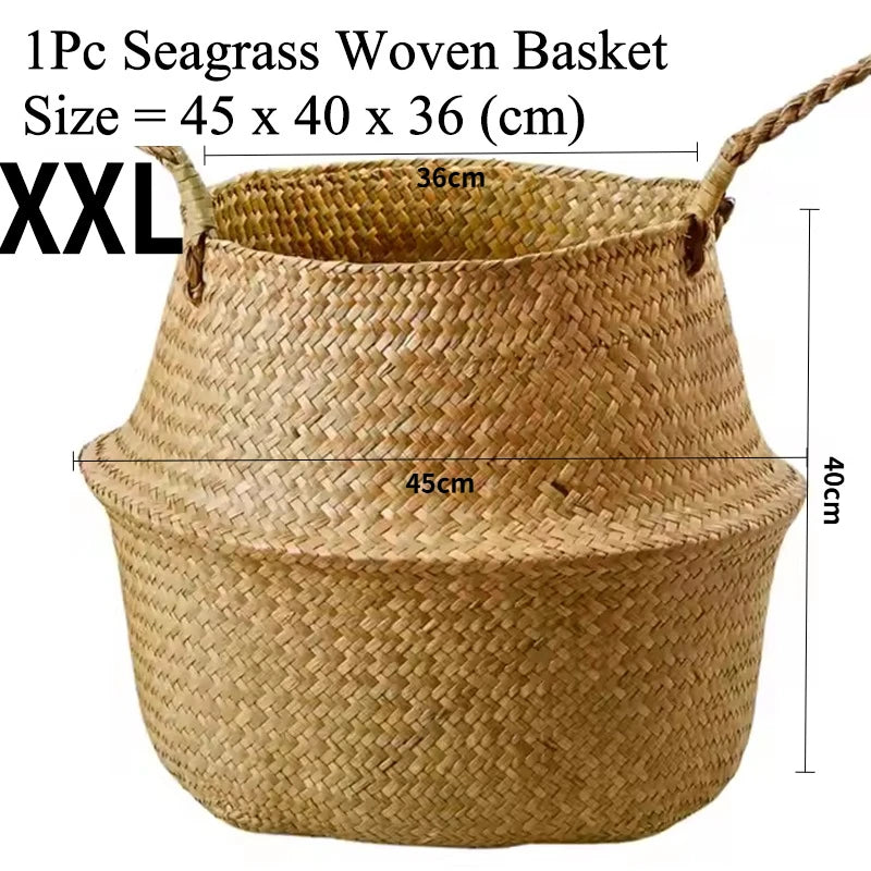 Seagrass Basket - Rattan Hanging Planter & Storage Organizer