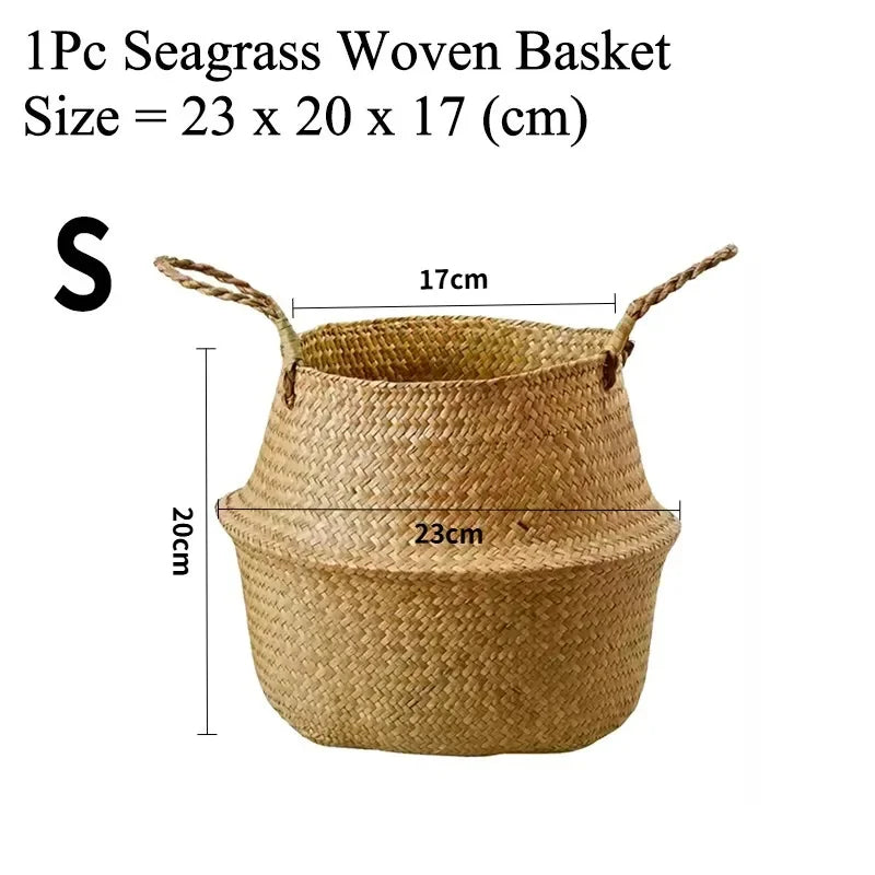 Seagrass Basket - Rattan Hanging Planter & Storage Organizer