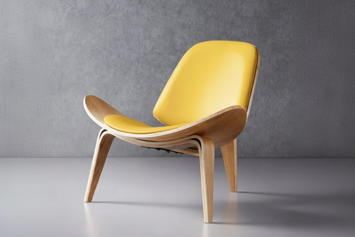 Nordic Smile Chair - Modern Designer Accent Chair with Shell Back for Living Room