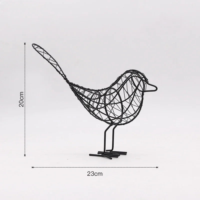 Nordic Metal Bird Sculpture - Abstract Iron Bird Figurine for Home Decor & Gift