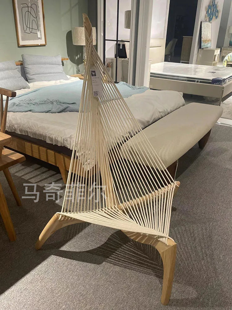 Nordic Solid Wood Sailboat Chair - Designer Harp Chair Lounge for Living Room