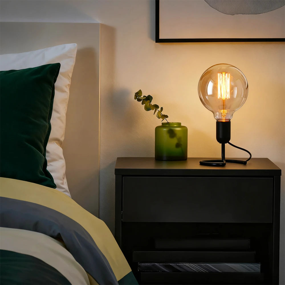 Vintage Table Lamp - Industrial Wood & Iron Desk Lamp with Adjustable Arm