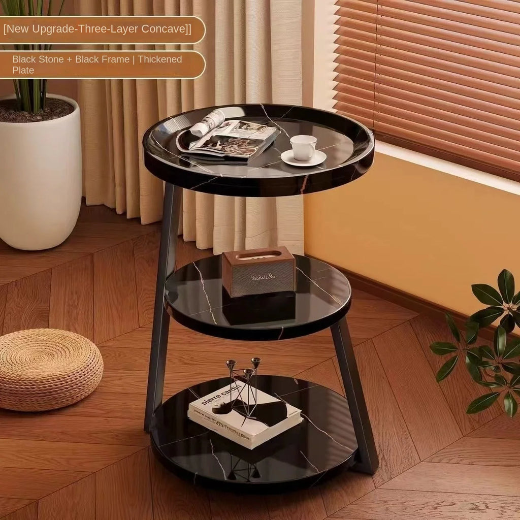 3-Tier Round Side Table - Modern Tray Table for Bedroom, Living Room & Bedside