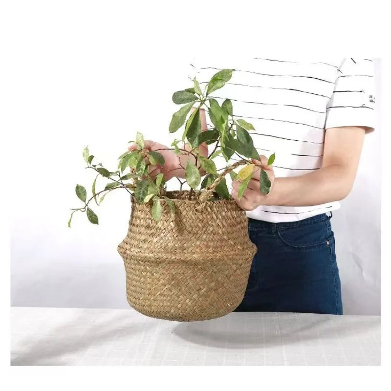 Seagrass Basket - Rattan Hanging Planter & Storage Organizer