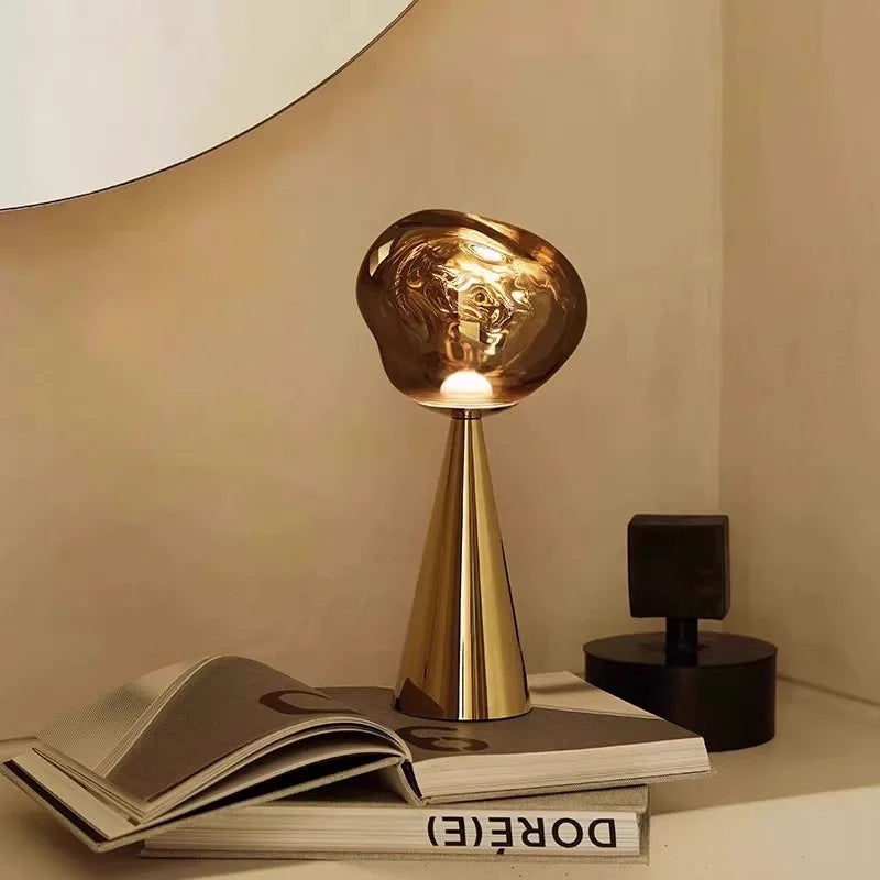 LED Lava Lamp - Rechargeable Touch Dimming Bedside Light with 3 Color Modes