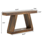 Rustic Console Table - 55" Industrial Wooden Entryway Table with Storage Shelves
