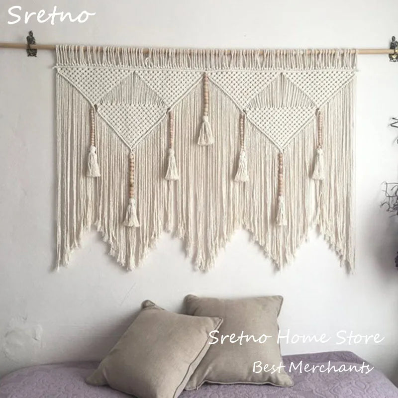 Large Macrame Wall Tapestry - Boho Hand Woven Wall Hanging for Living Room