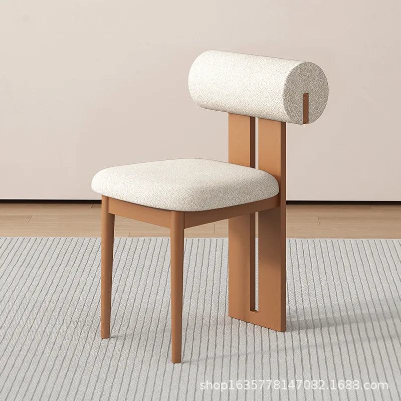 Solid Wood Dining Chair - Modern Upholstered Backrest Chair