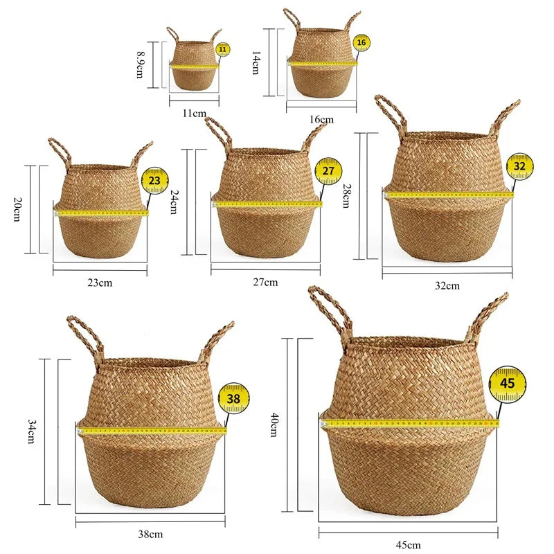 Seagrass Basket - Rattan Hanging Planter & Storage Organizer