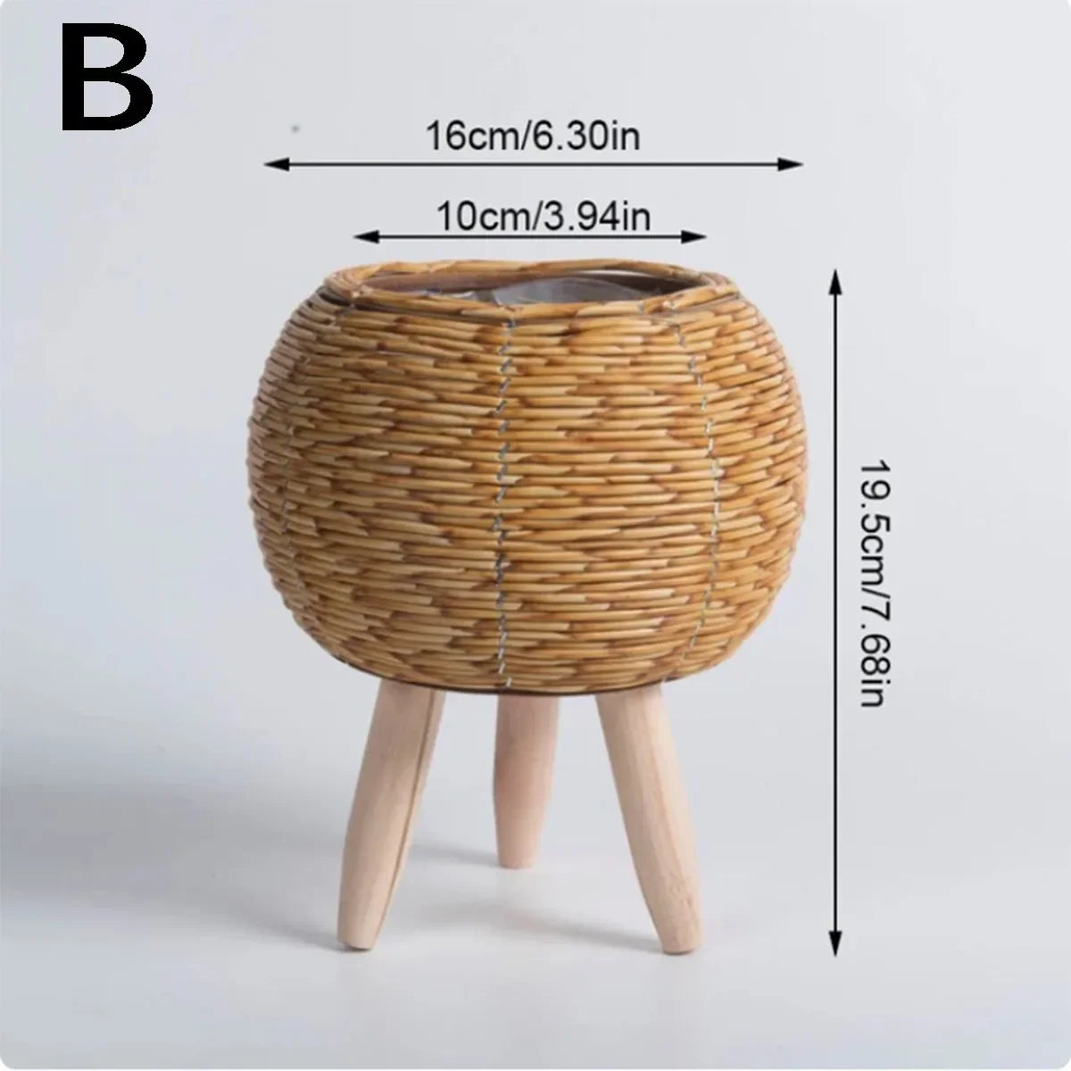 Rattan Woven Planter - Hand-Woven Flower Pot with Removable Legs for Indoor Plants