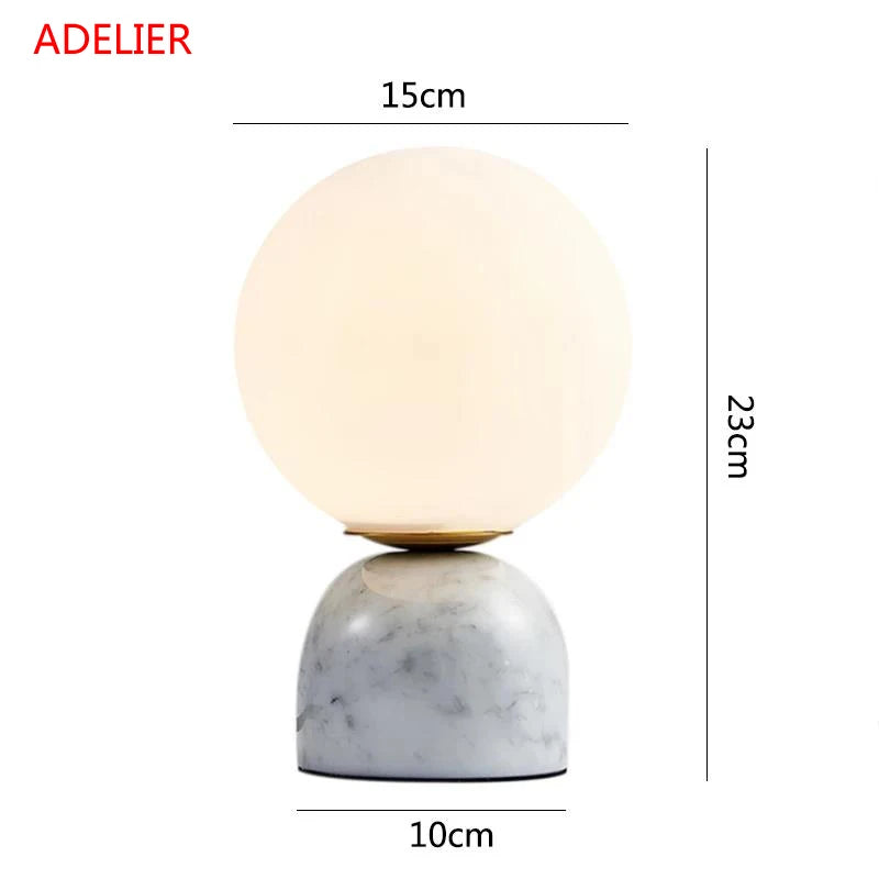 Marble Table Lamp - Modern Glass Ball Desk Lamp - Luxury Home Lighting