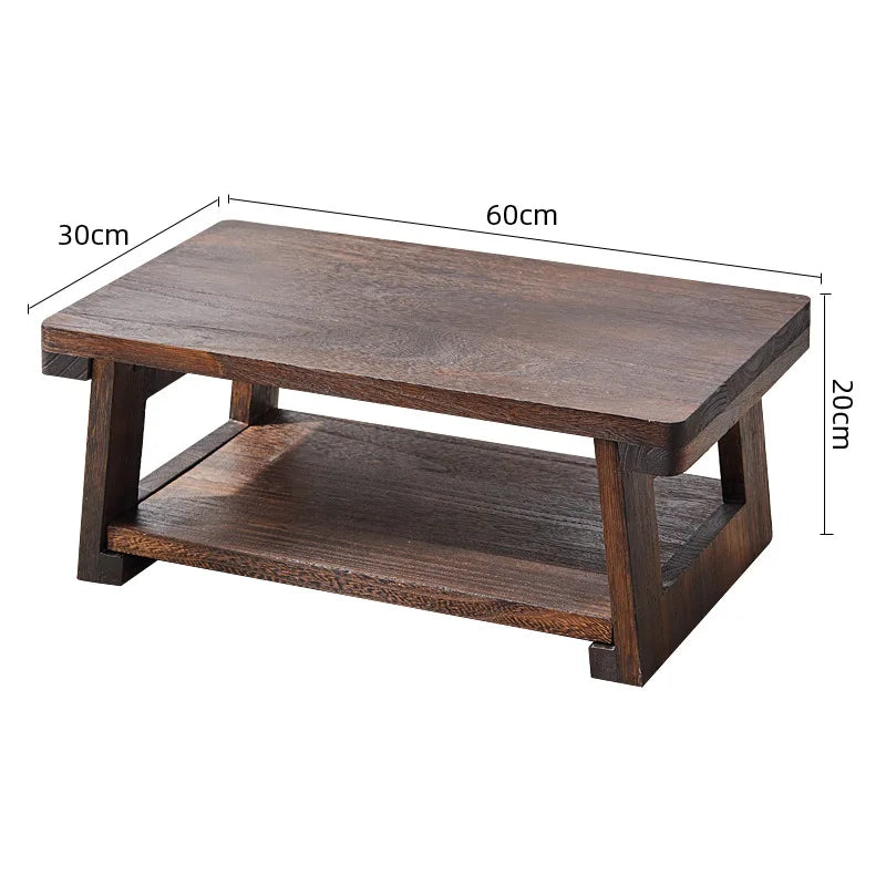 Japanese Tatami Table - Folding Wood Tea Table for Balcony & Bay Window